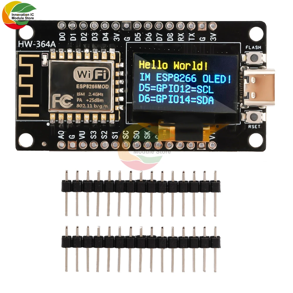 NodeMCU ESP8266 Development Board with 0.96 Inch OLED Display, CH340 Driver Module for Arduino IDE/Micropython Programming