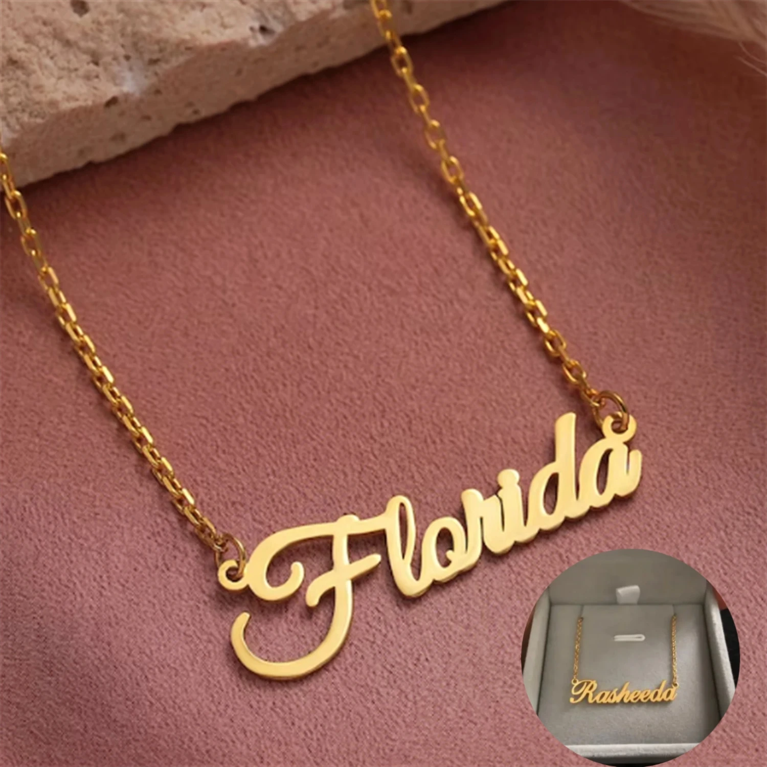 

18k Gold Plated Custom Name Necklace Personalized Name Necklace Gold Personalized Jewelry Gift for Her 2023 Christmas For Mom