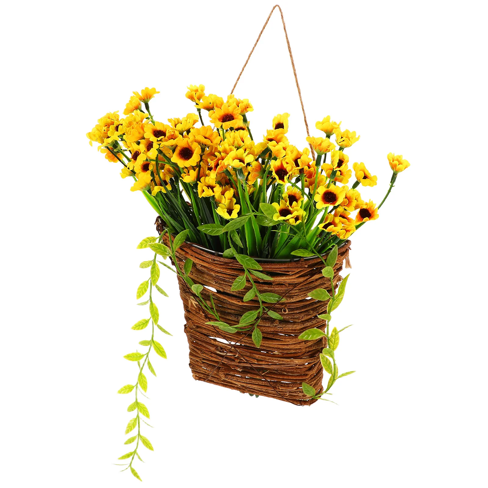 

Artificial Sunflower Flower Vine Basket Door Hanger Lifelike Fall Floral Arrangement Thanksgiving Party Decorations Faux Outdoor