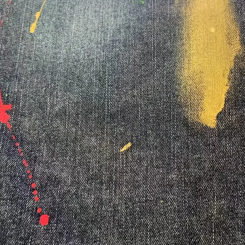 メンズファッション感謝スパッタリング古いジーンズ男性の薄いパンツジーンズ男性服デニム涙ラインストーンだぶだぶの服メンズ