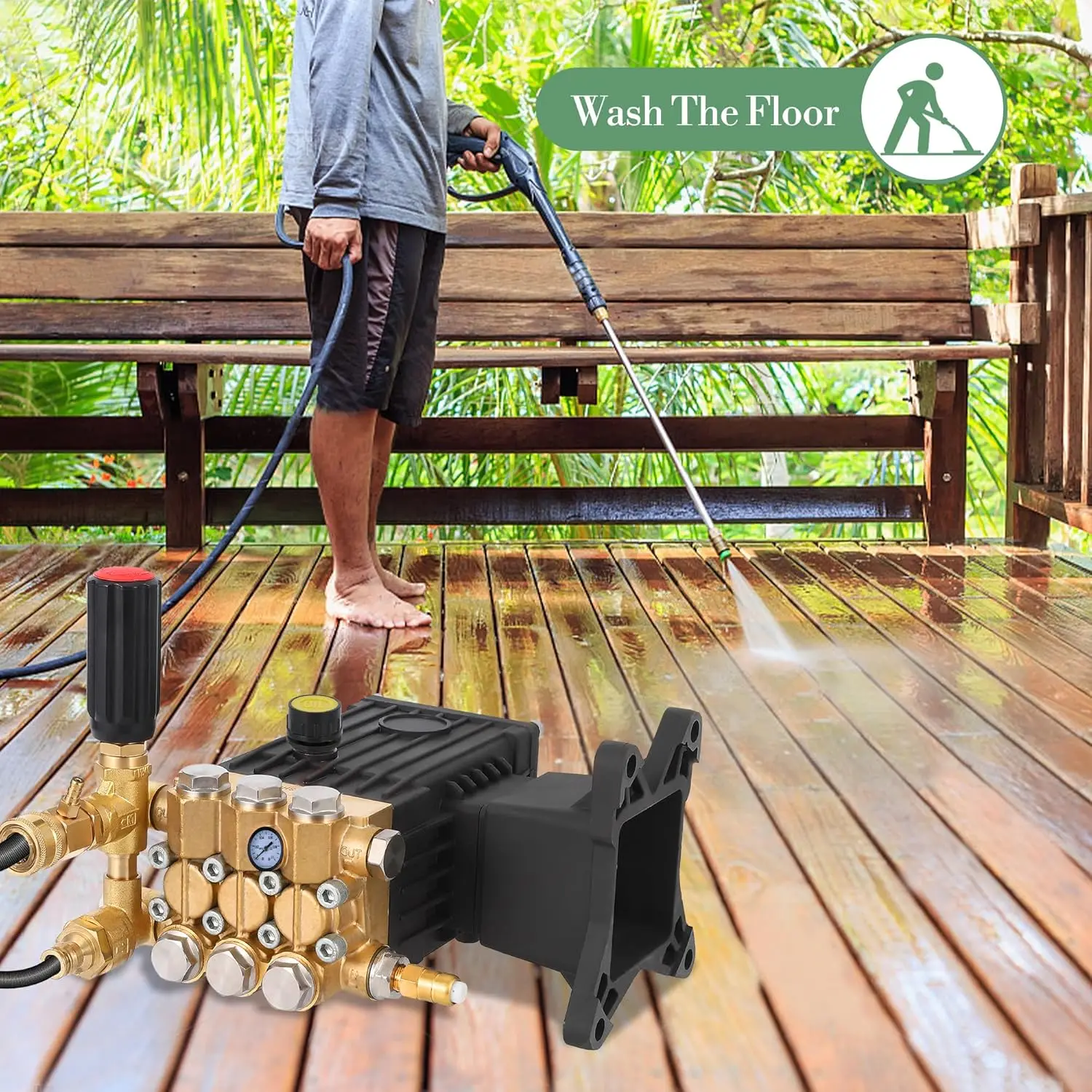 Bomba de agua de alta presión 4400 PSI 4 GPM Reemplazo de bomba de lavadora eléctrica horizontal con eje de 1