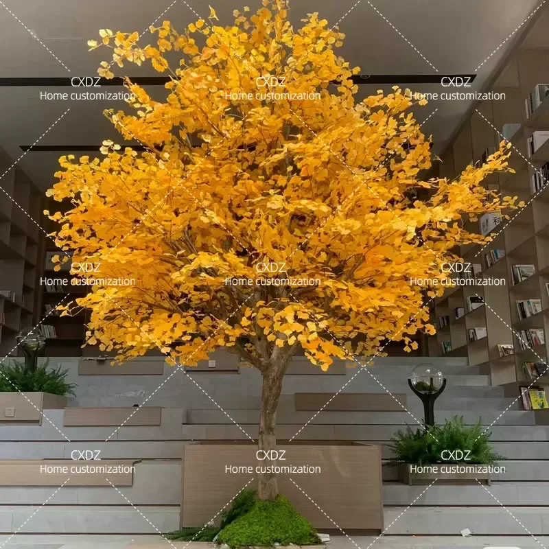 Large Artificial Ginkgo Tree Golden Wishing Tree Autumn Landscaping Decorative Fake Tree for Stage Shooting Project