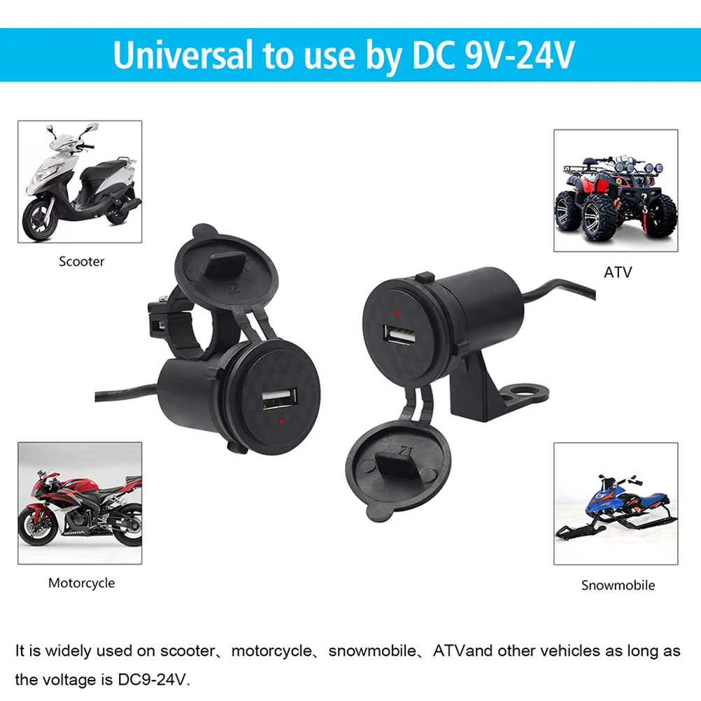 

Motorcycle USB Mobile Phone Single Port 12V Black ABS Seal-Cap Waterproof USB Socket Tablet Phone GPS