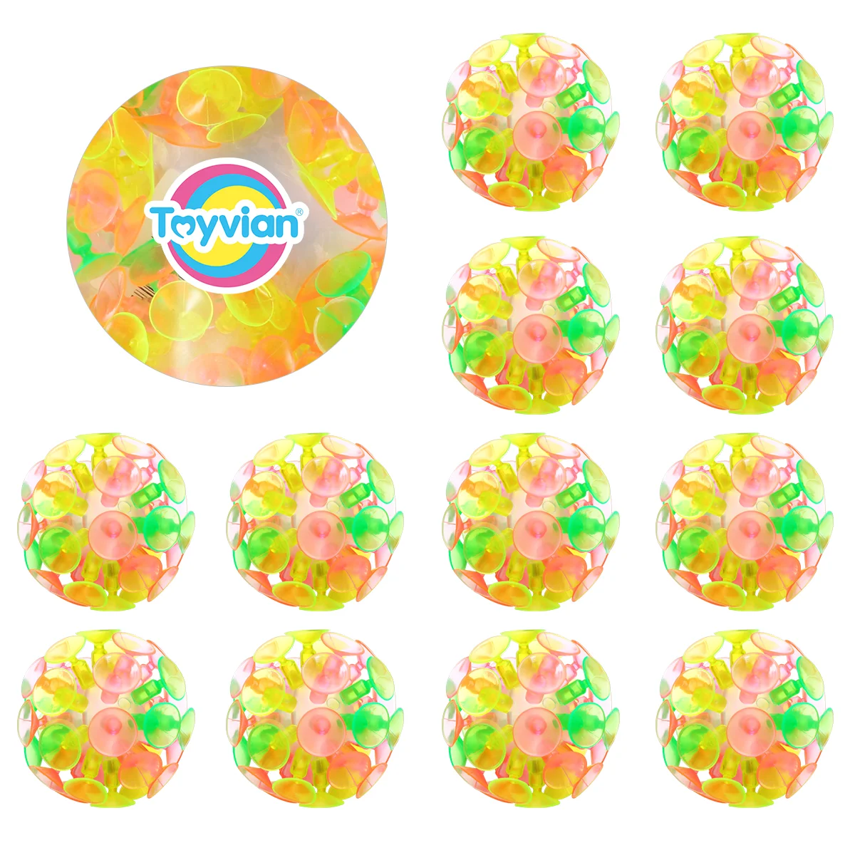 Toyvian 12PCS Children's Suction Ball Toy Parent-child Interaction Sucker Ball Kids Plaything Party Toy for Children