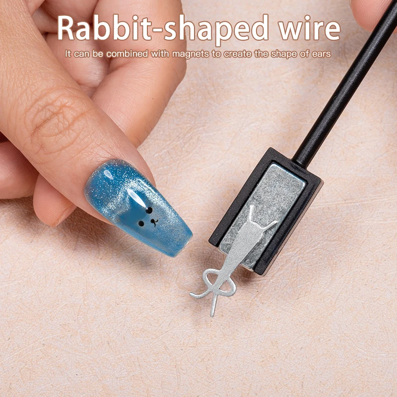 Rabbit-Shaped Iron Wire Can be Used with Magnets to Draw Out Rabbit ears Shapes Effect For Cat Eye Polish Magnetic Nail Art Tool