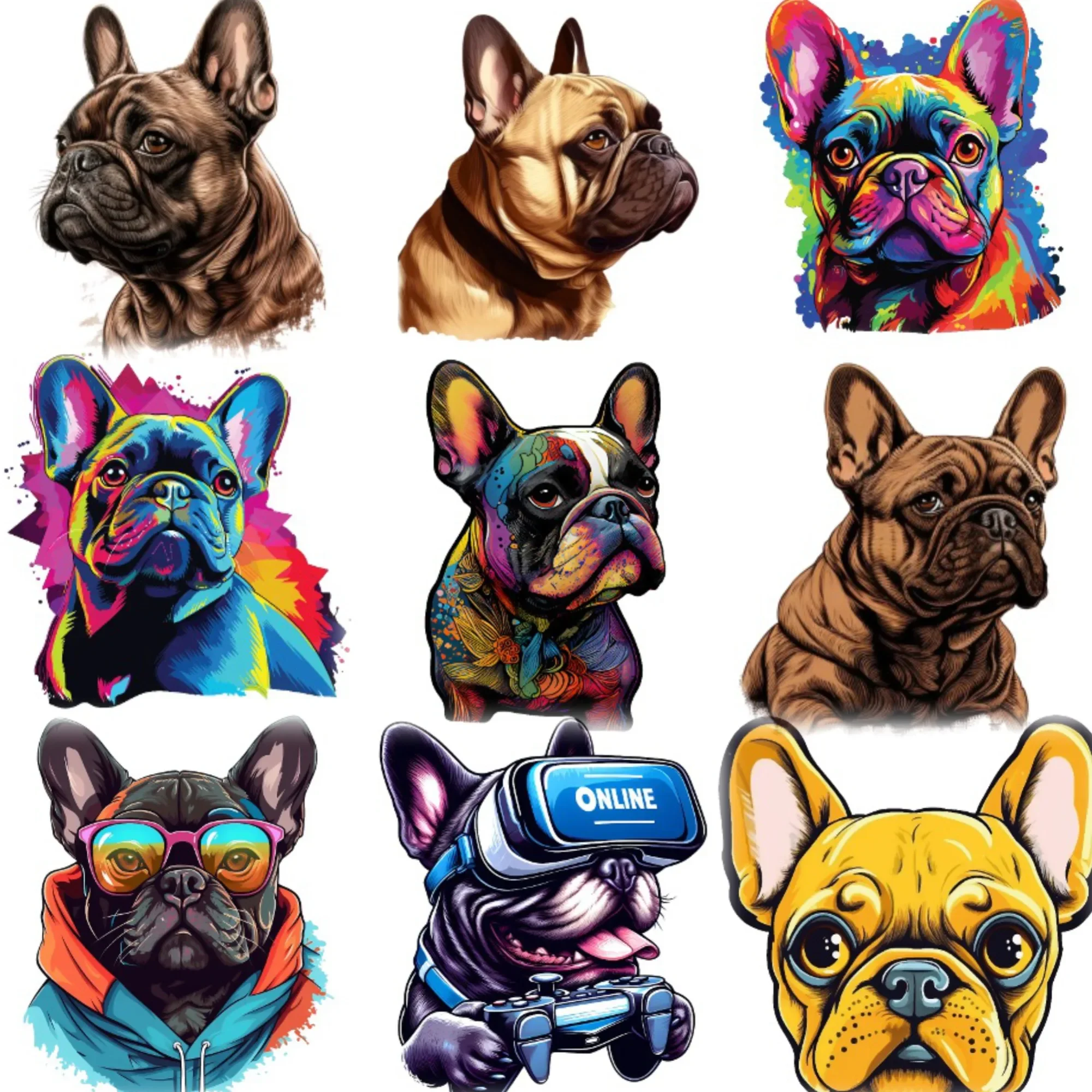 

French Bulldog Pets waterproof Creative Car Stickers Car Window Helmet Bumper Wall Fridge Decal Customizable Size