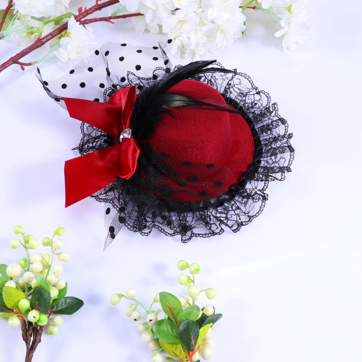 Bowknot كليب الشاش تصميم دبوس الشعر لأداء حفل زفاف قبعة دبابيس الشعر اكسسوارات النبيذ الأحمر