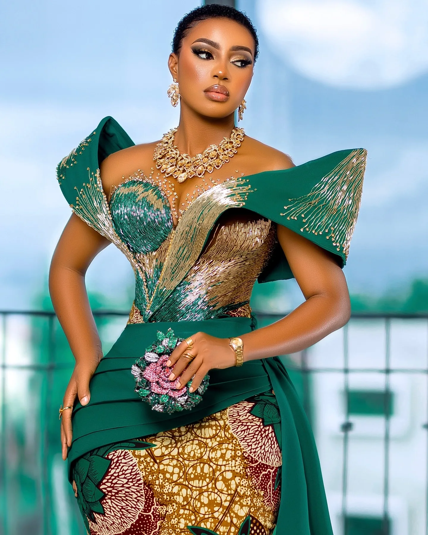 Hunter africano verde recto 2025 vestidos de fiesta impreso con cuentas cuello transparente noche Formal fiesta cumpleaños vestidos ZJ1782