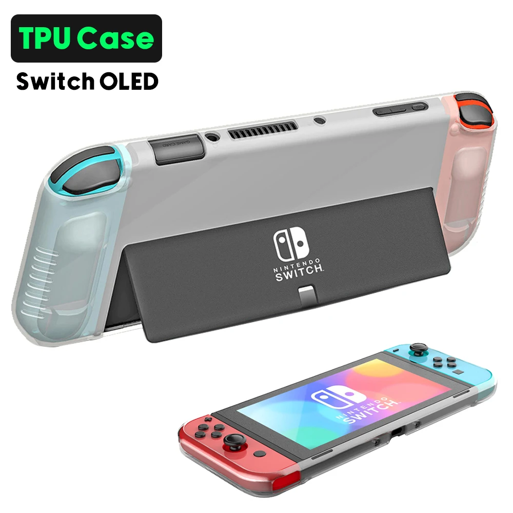 Clear TPU Case for Nintendo Switch OLED, Anti-Slip/Drop Protective Switch OLED Game Player Cover Case Transparent Case