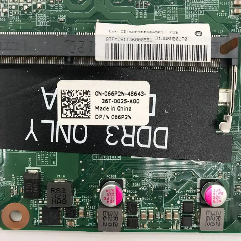 66p2n 066p2n CN-066P2N placa-mãe de alta qualidade para v5460 5460 placa-mãe do portátil da0jw8mb6f0 com sr0n2 I3-3110M 100% testado completo