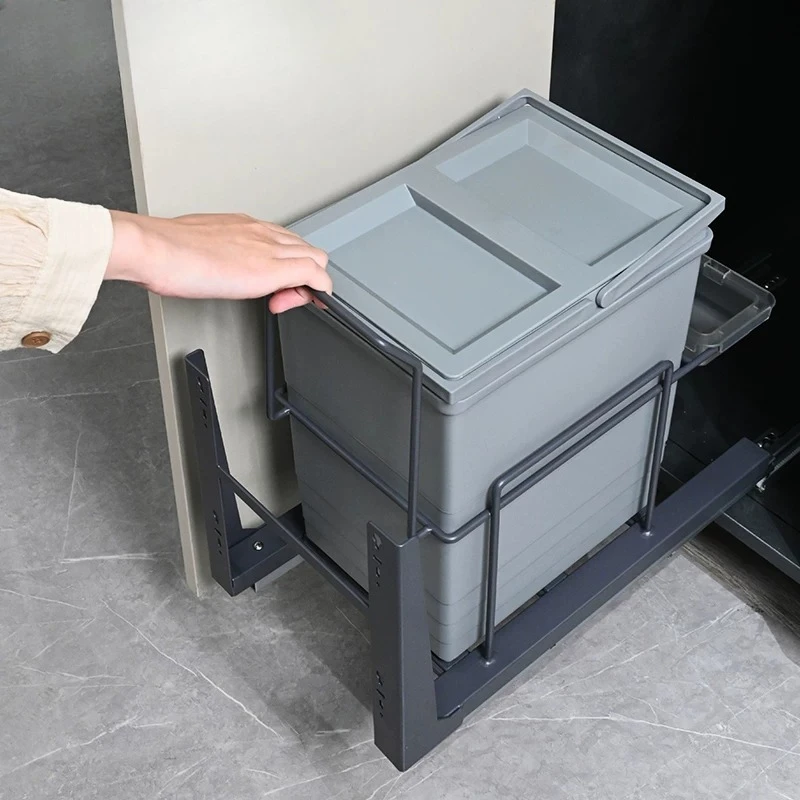 Trash Can Under Sink Pull Out Double Layer Cabinet Organizer Removable Inner Bins Large Capacity Extra Wide Rack Storage Kitchen