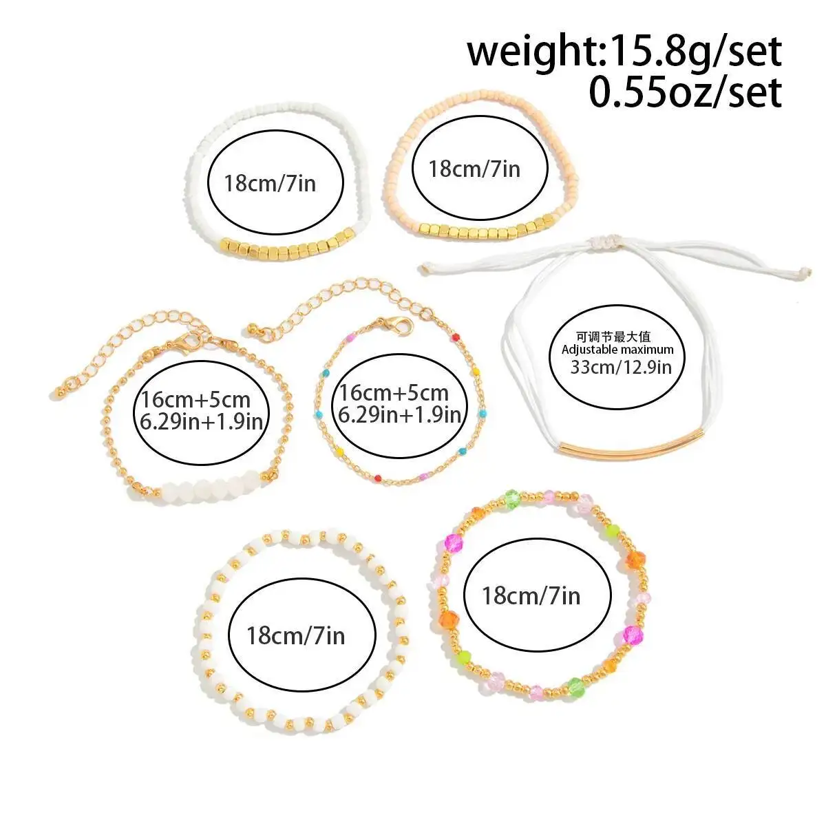 7 قطعة/المجموعة Y2K البوهيمي كريستال سلسلة أساور ملونة الحد الأدنى أساور مرنة للنساء اليومية حزب زوجين مجوهرات