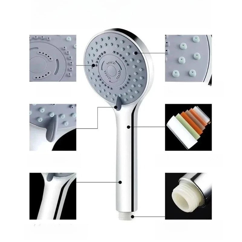 5-Speed Handheld Shower Head Set - Boosted Pressure 3-Piece Bathroom Shower Kit with Large Water Outlet for Household Use image 3