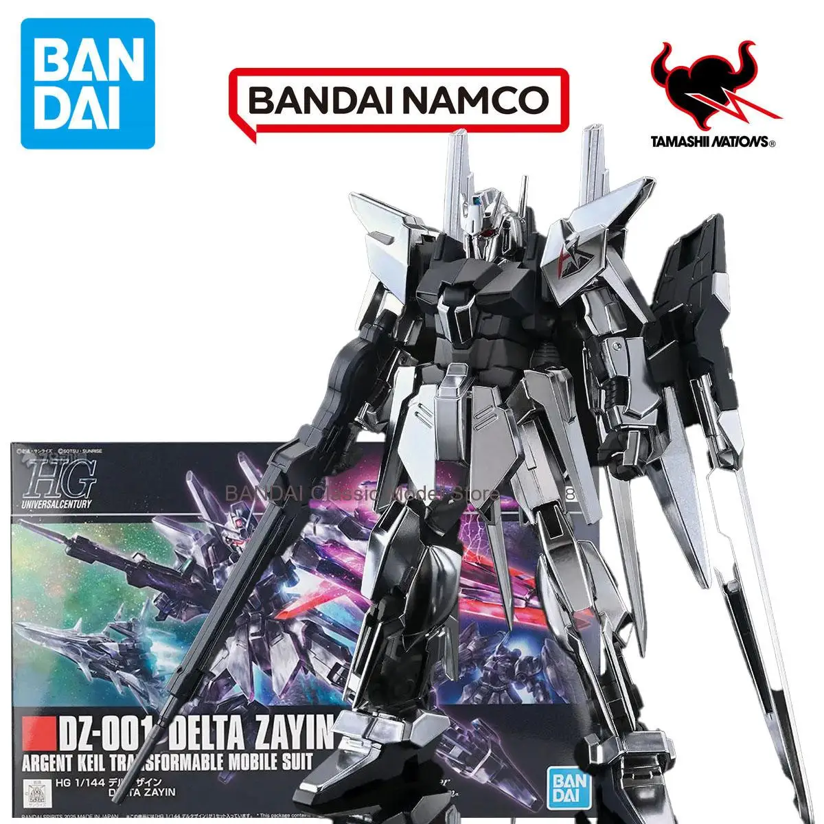 Bandai genuino HG DZ-001 DELTA ZAYIN ARGENT KEIL traje móvil transformador Gundam Anime figura de acción ensamblaje modelo juguetes regalo
