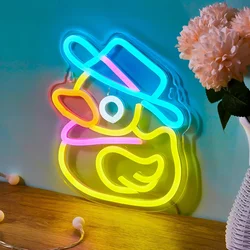 1pc Back Plate Denim Hat Duck Neon Sign, Led Gift Party Holiday USB Powered, Multipurpose Decorative Wall Mounted Light