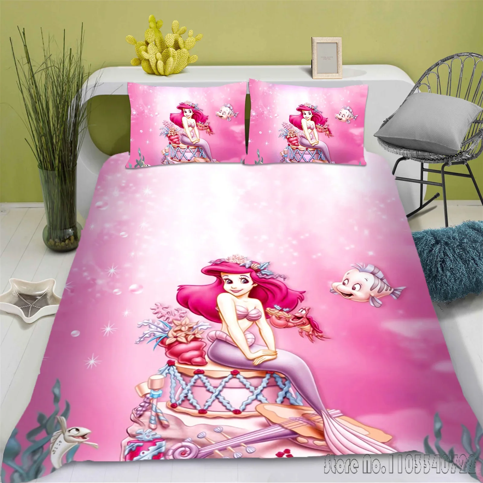 Pequena sereia rei amor criança conjunto de capa edredão hd consolador capa roupas para crianças conjuntos cama decoração do quarto