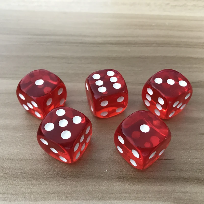 Dice 50/100200 Pcs/Lot 19mm Red Transparent Dice Acrylic Rounded Corner Drinking Dice Nightclub Bars KTV Entertainment Dice Set
