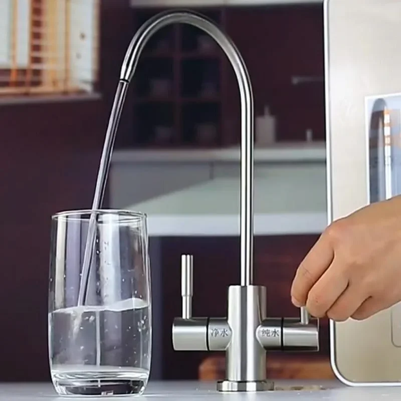 1/4 ''ثقوب مزدوجة بالوعة صنبور الحنفية الشظية التناضح العكسي RO تصفية مياه الشرب صنبور المطبخ أداة تركيب سريع