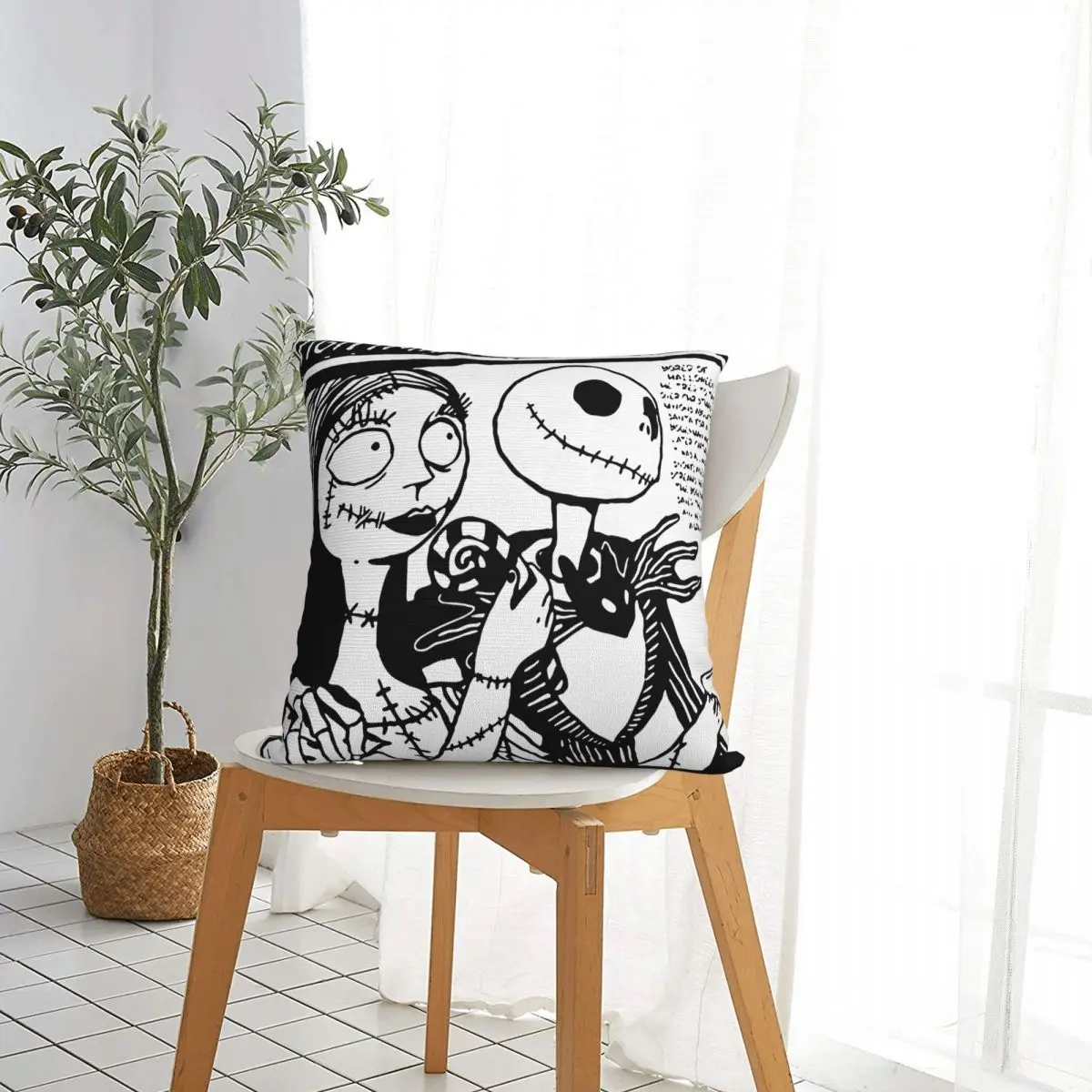 كابوس قبل عيد الميلاد كيس وسادة مربع جاك سكيلينجتون سالي هالوين هدية وسادة تغطي ديكور المخدة للسيارة