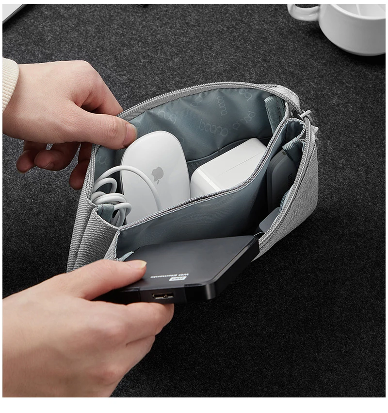BOONA Dual Multifunctional Digital Accessory Storage Bag Electronic Accessories Organizer Pouch for Apple Power Supply Mouse view 4