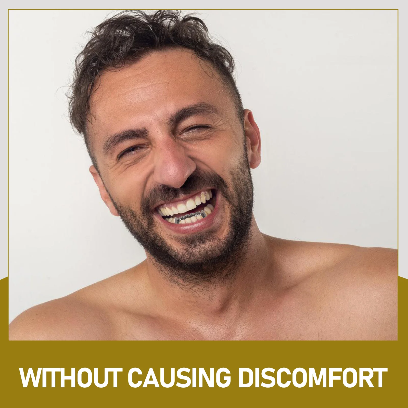 2 szt. Miedziane zęby hip-hopowe, sztuczne nakładki na zęby, odpinane akcesoria na imprezę Halloween, grilli na usta dla mężczyzn, kostium wampira