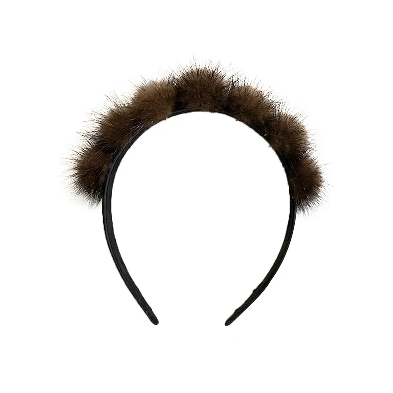 

Women's 100% Real Mink Fur Headband, Luxurious Winter Fashion Hair Accessory, Elegant Furry Gift