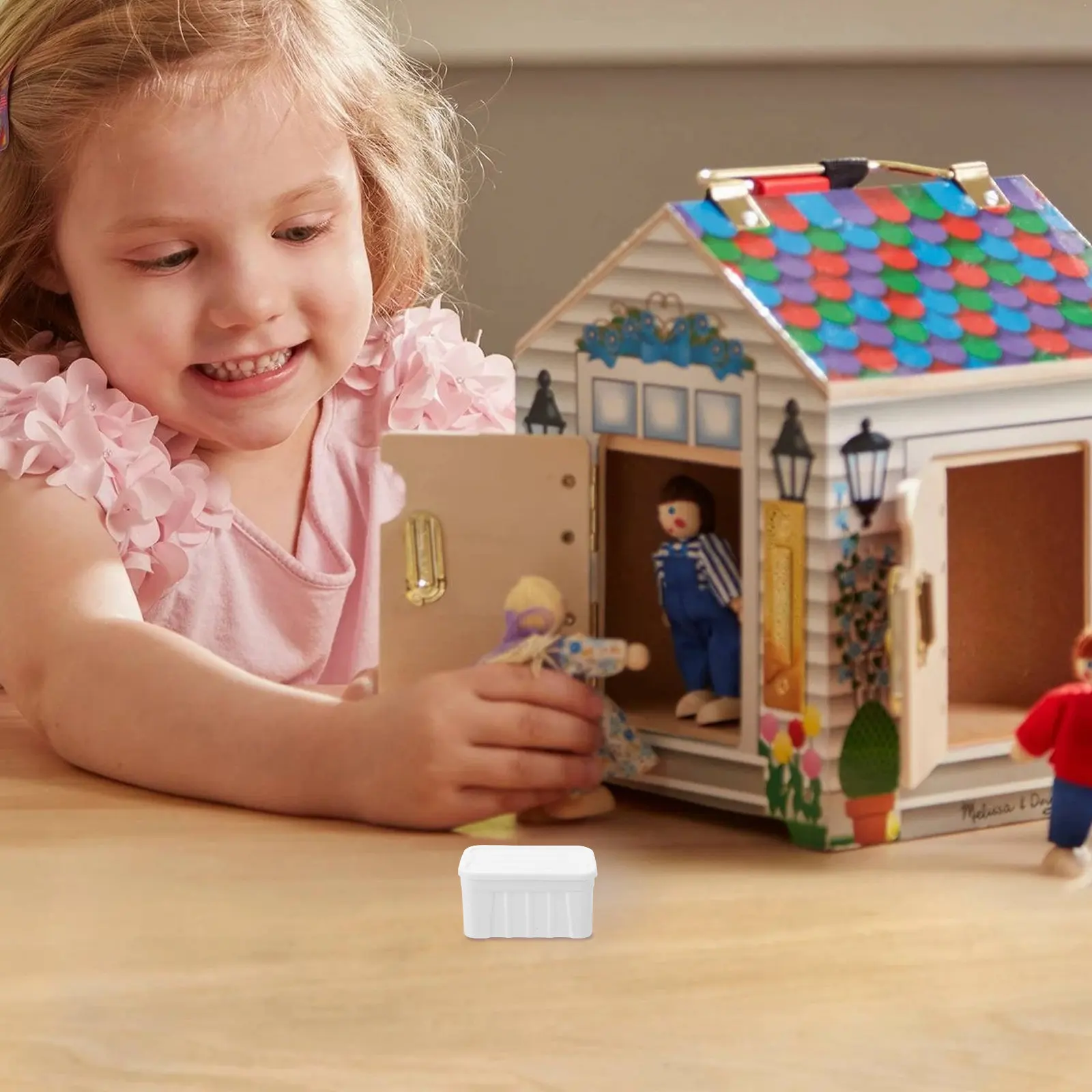 

Mini Storage Boxes 1:12 Scale White Closet Organizer Bin with Lid for Dollhouse Room Kitchen Bedroom Decoration Miniature Scene