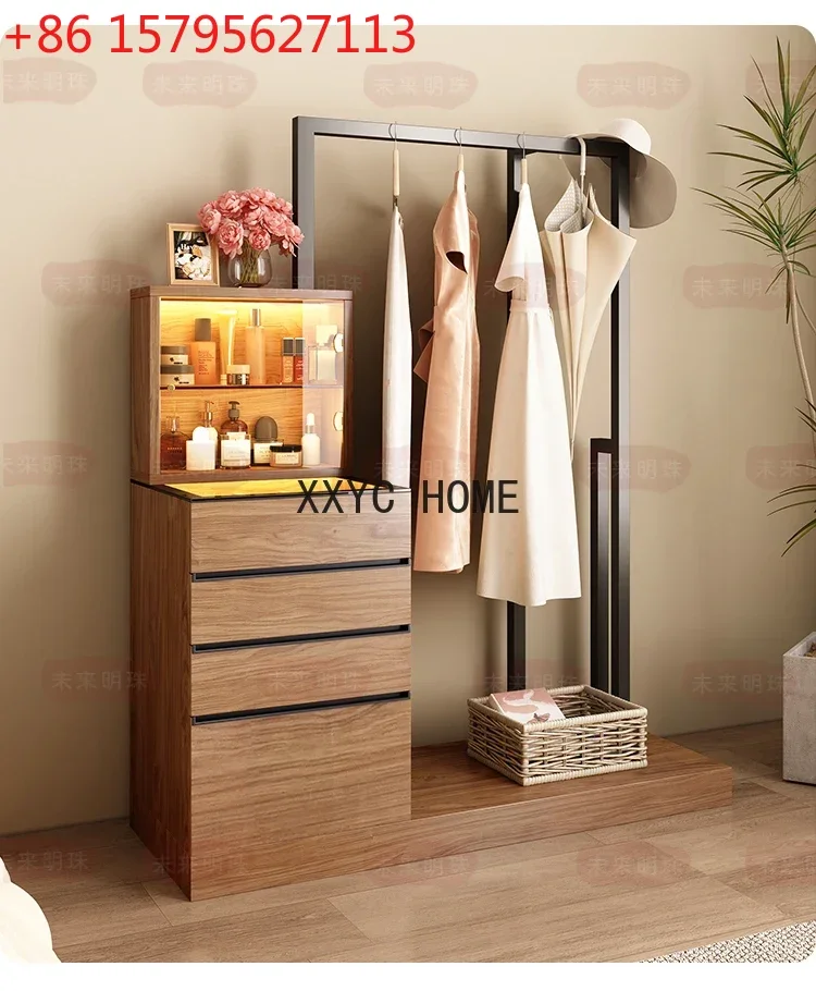Household Multi-Functional Bedroom Floor Hanger Chest of Drawers Storage Storage with Dressing Table Clothes Rack Integrated