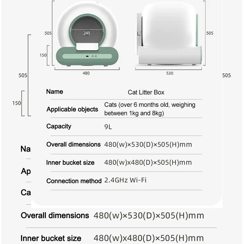 Imagem -05 - Caixa de Areia Automática para Gatos Inteligente e Destacável com Controle de Aplicativo 65l Produtos para Animais Nova