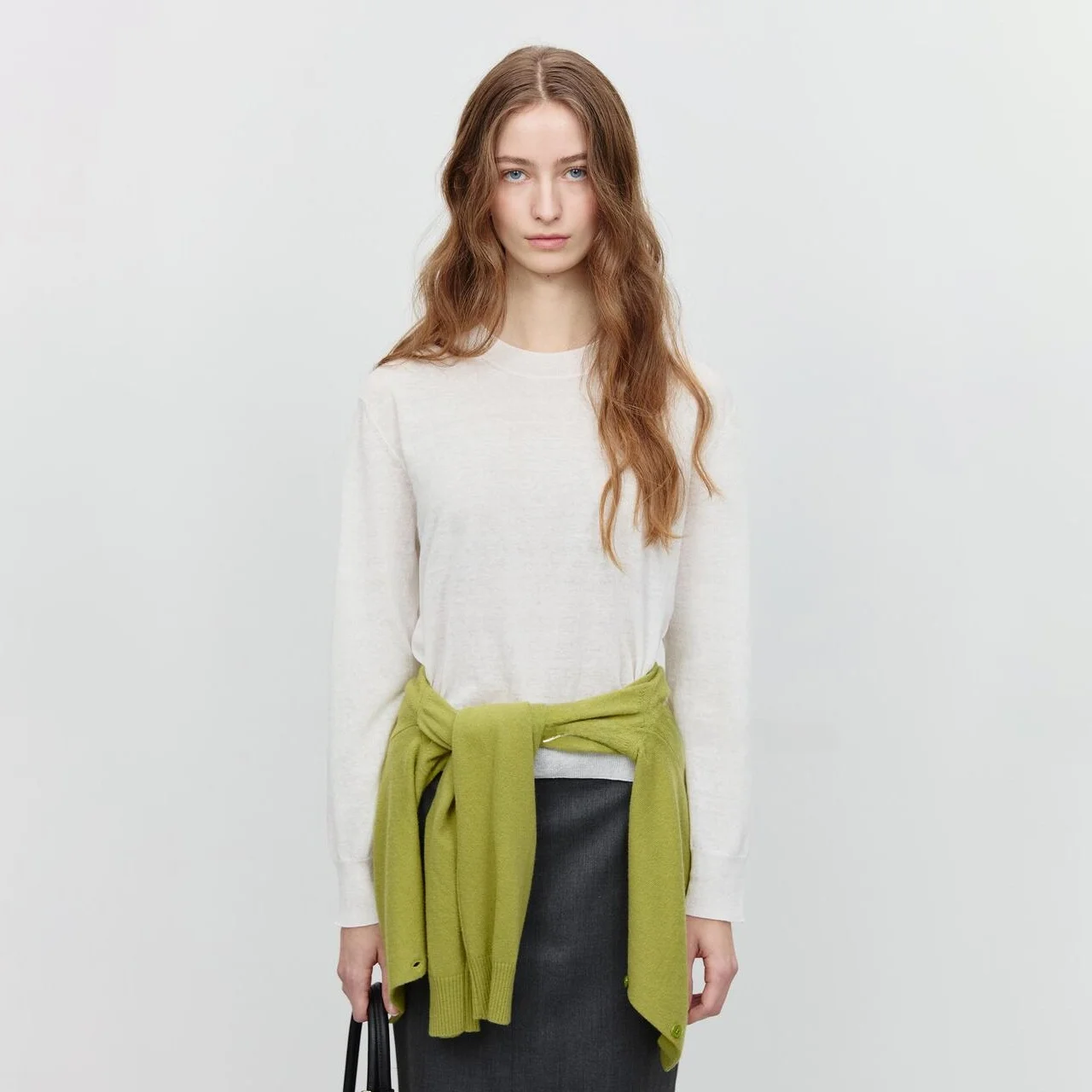 Maglione lavorato a maglia slim fit Sottile rotondo Ne Elastico da pendolarismo Versatile top lavorato a maglia Lungo Sve Lunghezza regolare Sle coreano