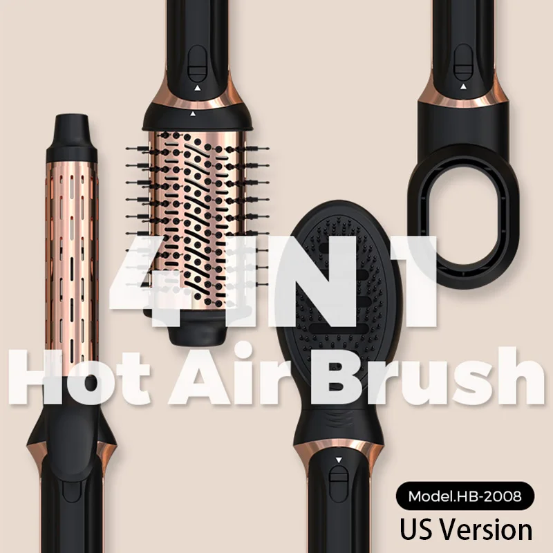 

4-in-1 Hot Air Brush, with 360° Swivel Power Cord and Hanging Loop, Hair Dryer Set for Drying&Styling with Versatile Attachments