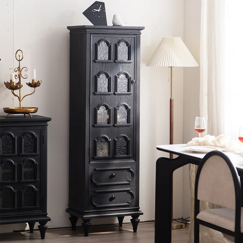 living room wall-mounted cabinet, internet -famous creative wine cabinet, vintage-style ultra-th in corner cabinet drawer chest