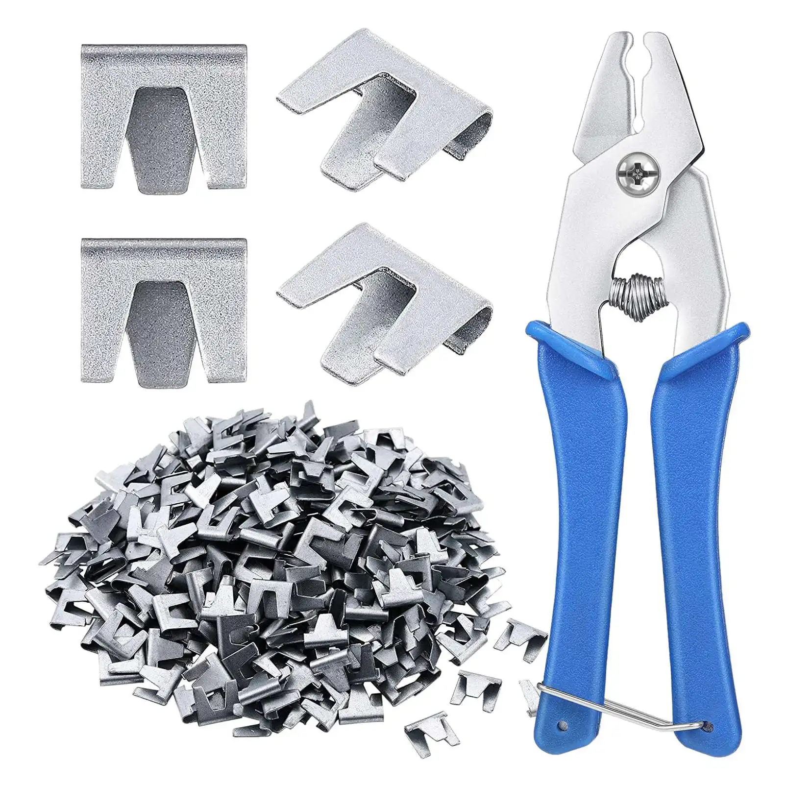 

ABNC-300 Pcs Wire Cage Clamps, with 1 Piece of Wire Cage Buckle Snap Pliers, Suitable for Rabbit, Chicken, Pet Cage (Blue)