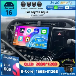 Android 16 Carplay 4G WIFI Car Radio For Toyota Aqua Prius C 2011-2017 Navigation GPS Multimedia Video Player 2Din DVD Stereo BT