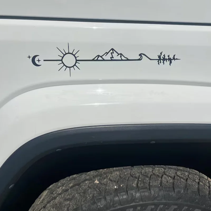 Wilderness Arrow Sun Mountain Wave Pines Car Stickers For Windows Exterior Accessories Outdoor Stickers Waterproof Vinyl Decal