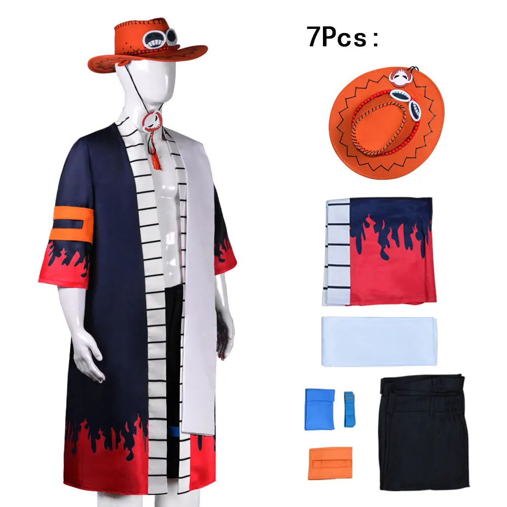 

Anime Portgas D Ace Cosplay Costume Halloween Carnival Uniform Coat Shorts Hat Man Woman Adult Suit