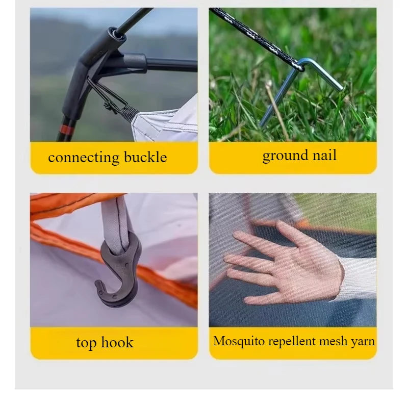 خيمة تخييم سميكة مقاومة للمطر في الهواء الطلق، حقل السفر بطبقة مزدوجة 4-12P، خيمة تخييم كبيرة فاخرة، غرفتان وغرفتان وقاعة واحدة للحمام #6