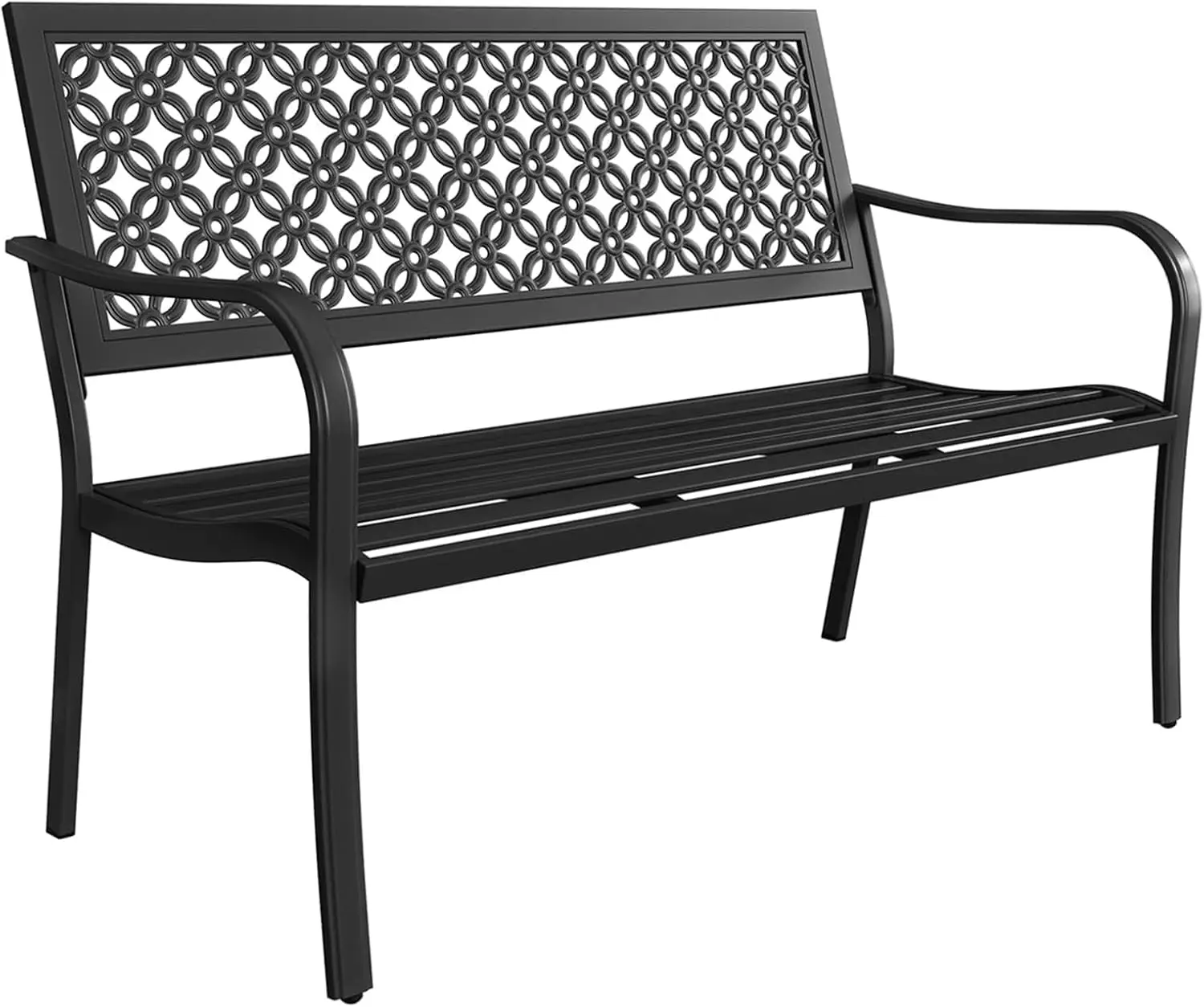 

patio Outdoor Bench Garden Bench with Armrests Bench for Outdoors Lawn Yard Porch Black