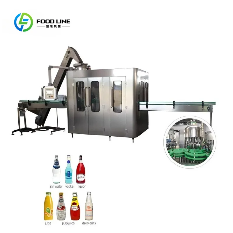 Customized Fully Automatic Dairy Juice Drink Production Line 3 in 1 Rinsing Capping Filling and Sealing Machine