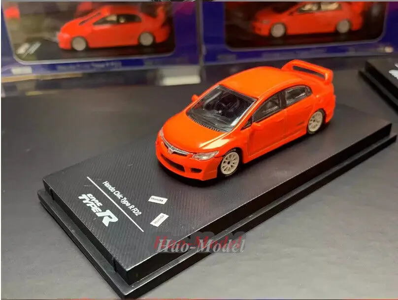 1/64 Hobby64 For Honda CIvic Type R FD2 Alloy Diecast Model Car Simulation Toys Birthday Gifts Hobby Display Collection Orange