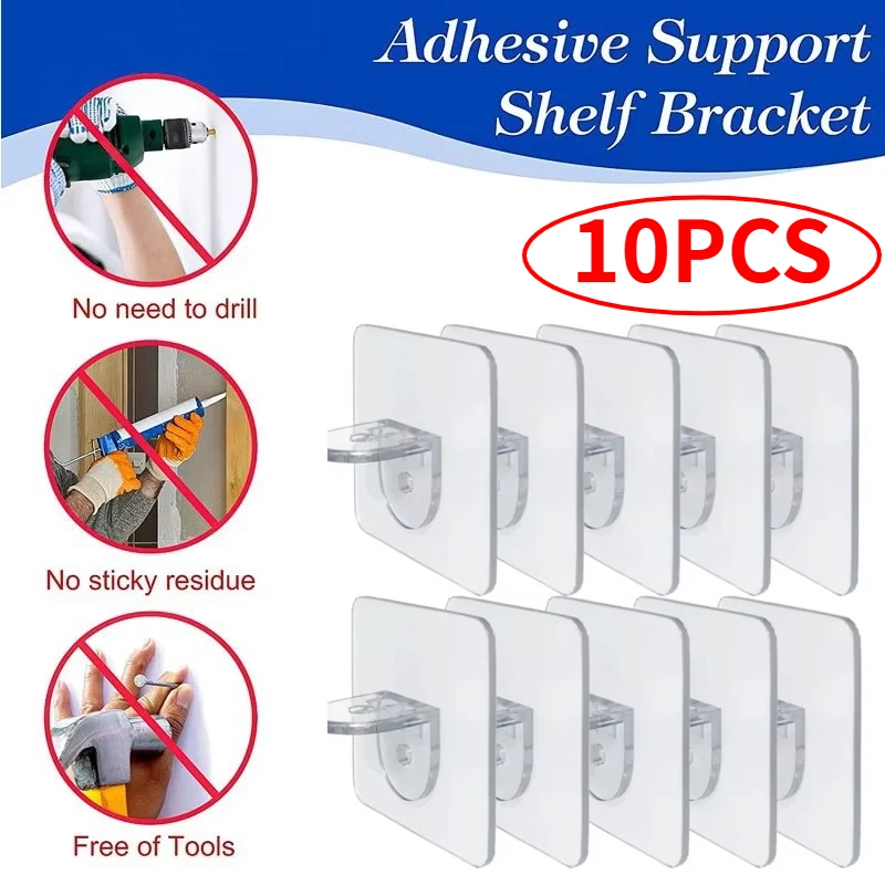 10pcs Adhesive Shelf Support Pegs Shelf Support Adhesive Pegs Closet Cabinet Shelf Support Clips Wall Hangers Strong Holders