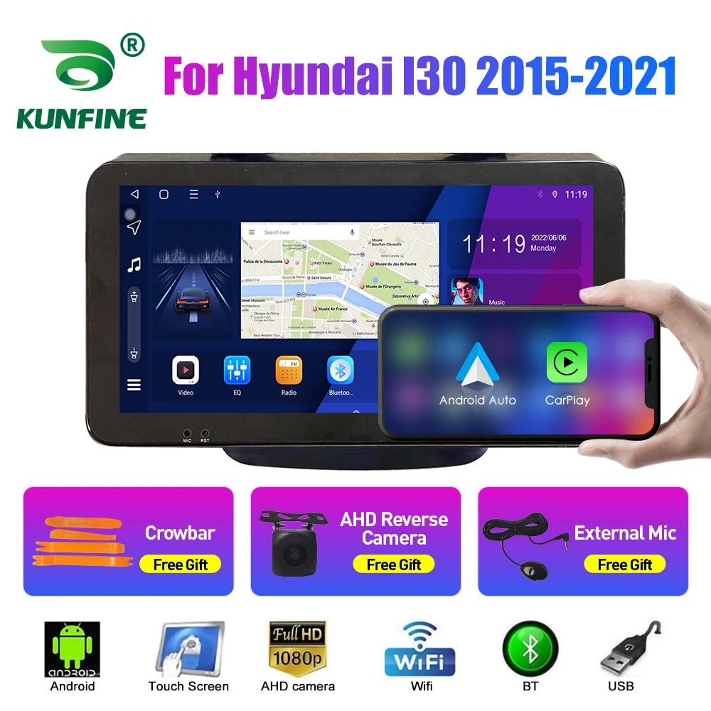 

10,33-дюймовый автомобильный радиоприемник дляHyundai I30 2015-2021 2Din Android, восьмиядерный автомобильный стерео DVD, GPS-навигатор, плеер, QLED-экран Carplay