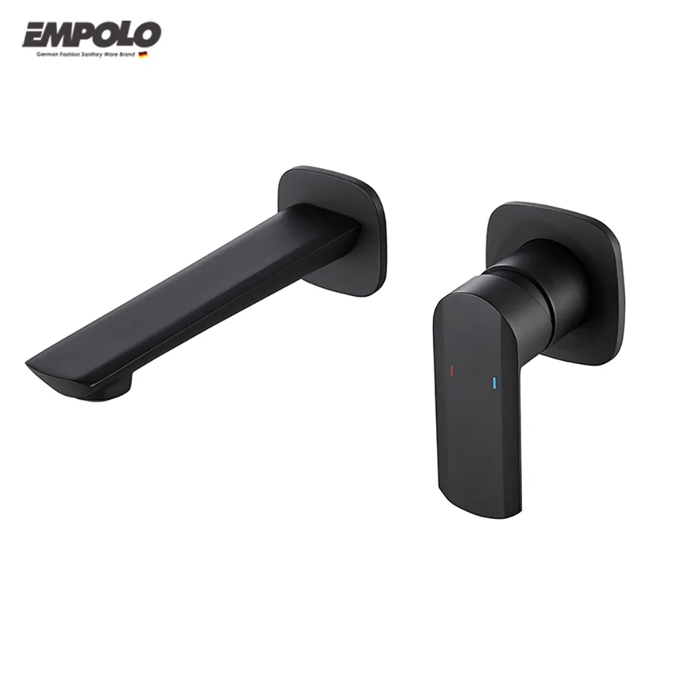 

Empolo 2 Way Square Wall Mount Mixer Faucet Bathroom Rain Shower Concealed Bath Faucet