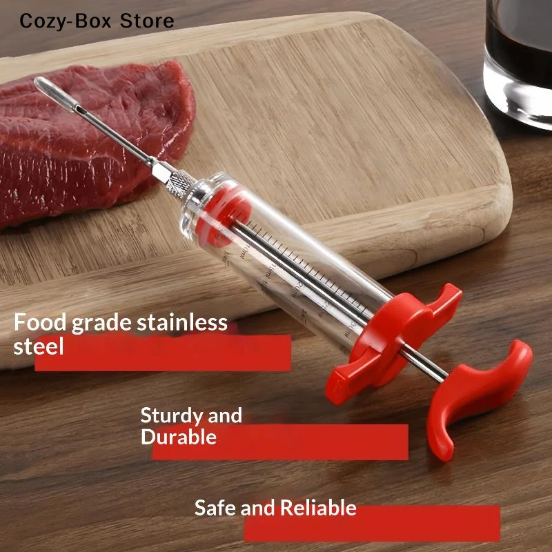 Meat Injector Syringe With 3 Marinade Injector Needles Marinade Flavor Injector Kitchen Tools For BBQ Grill Turkey Injector Kit