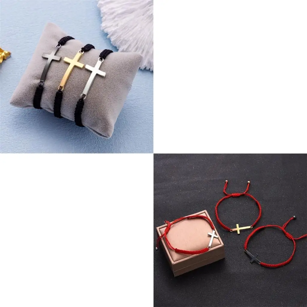 

Fashionable Crucifix Pendant Bracelet for Men and Women Braided Rope Wristband