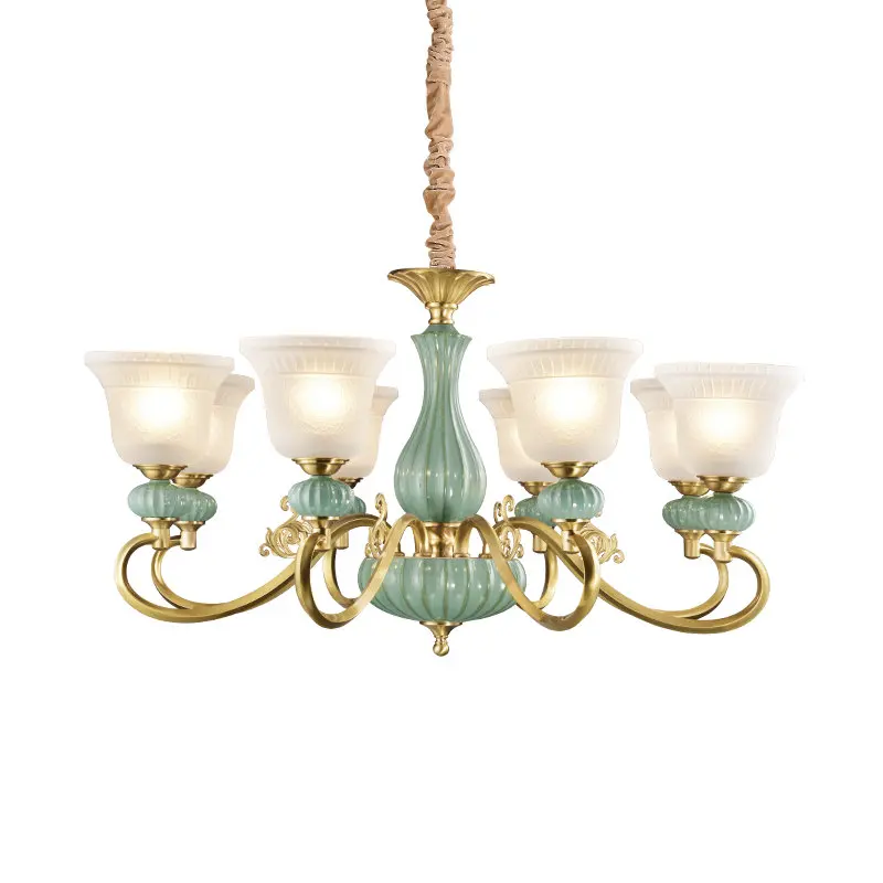 

European style 8 heads living room dining room bedroom villa hotel shopping mall luxury retro E27 luxury ceramic chandelier lamp