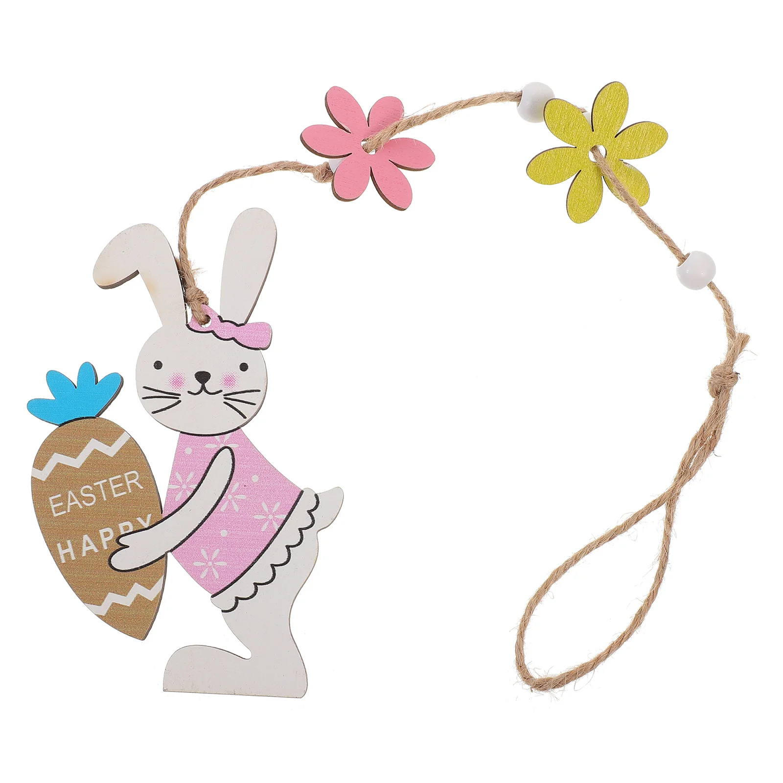 

Easter Bunny Hanging Ornament Wooden Rabbit Pendant Cartoon Decoration Holiday Party Supplies Bunny Ornament for Easter Tree