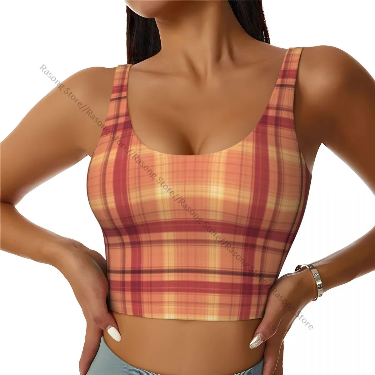 Women Sexy Sports Vest Stripe Geometric Background Female Streetwear Sport Lingerie Tee Crop Top