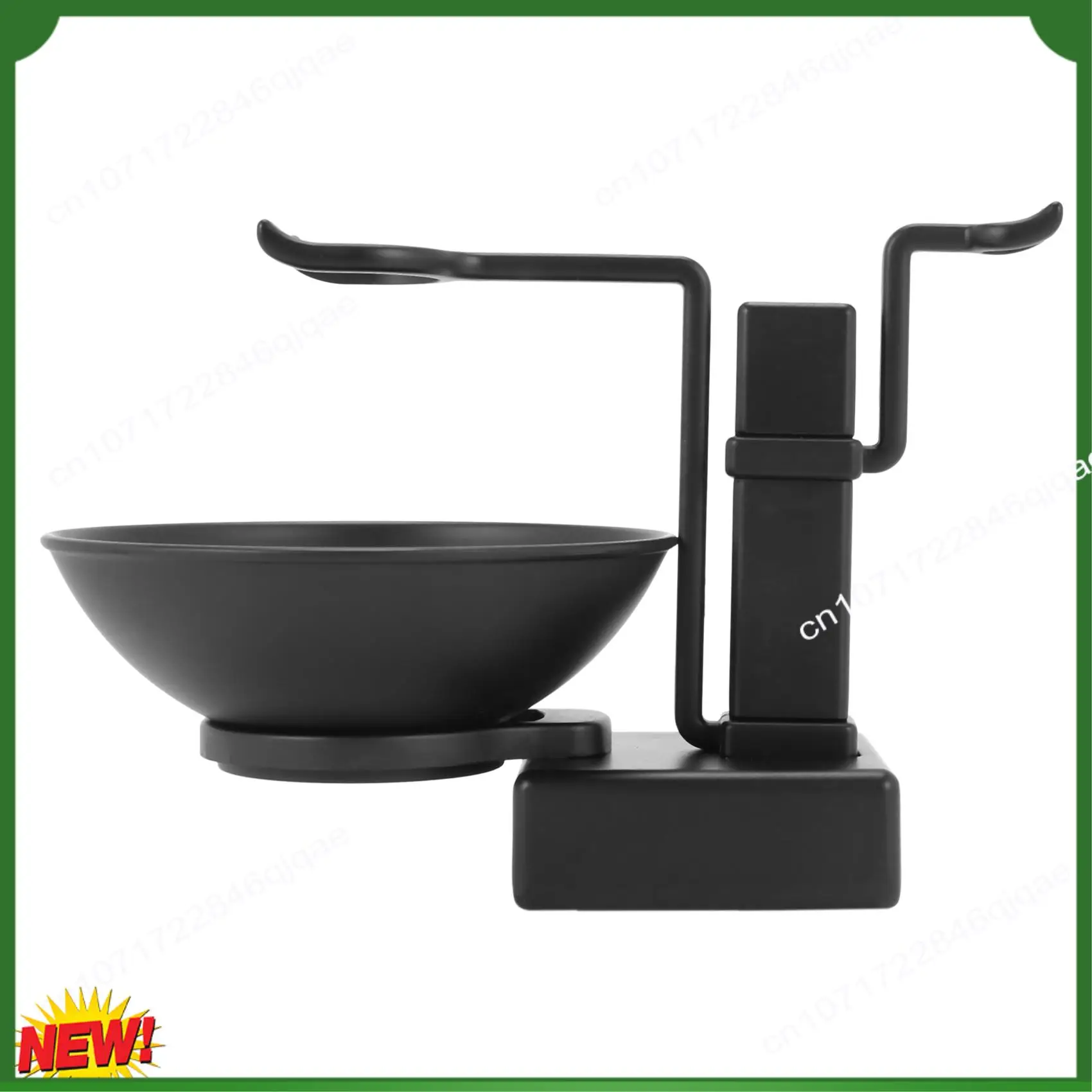 

A48I Bathroom Barber Men Metal Shaving Rack Stand Set - Shave Brush Holder Shelf + Soap Mug Cup Bowl Black