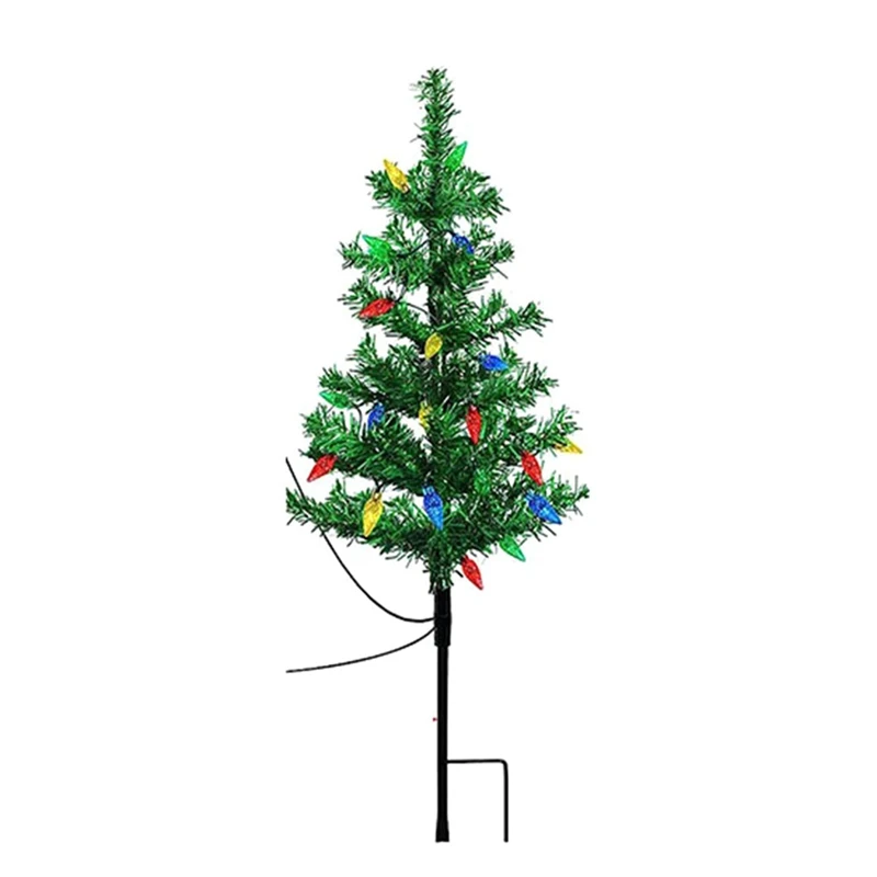 4-Pack Solar Small Christmas Tree Lights Lantern Mini Xmas Tree With Lights For Outside Pathway Porch Yard Decorations Durable